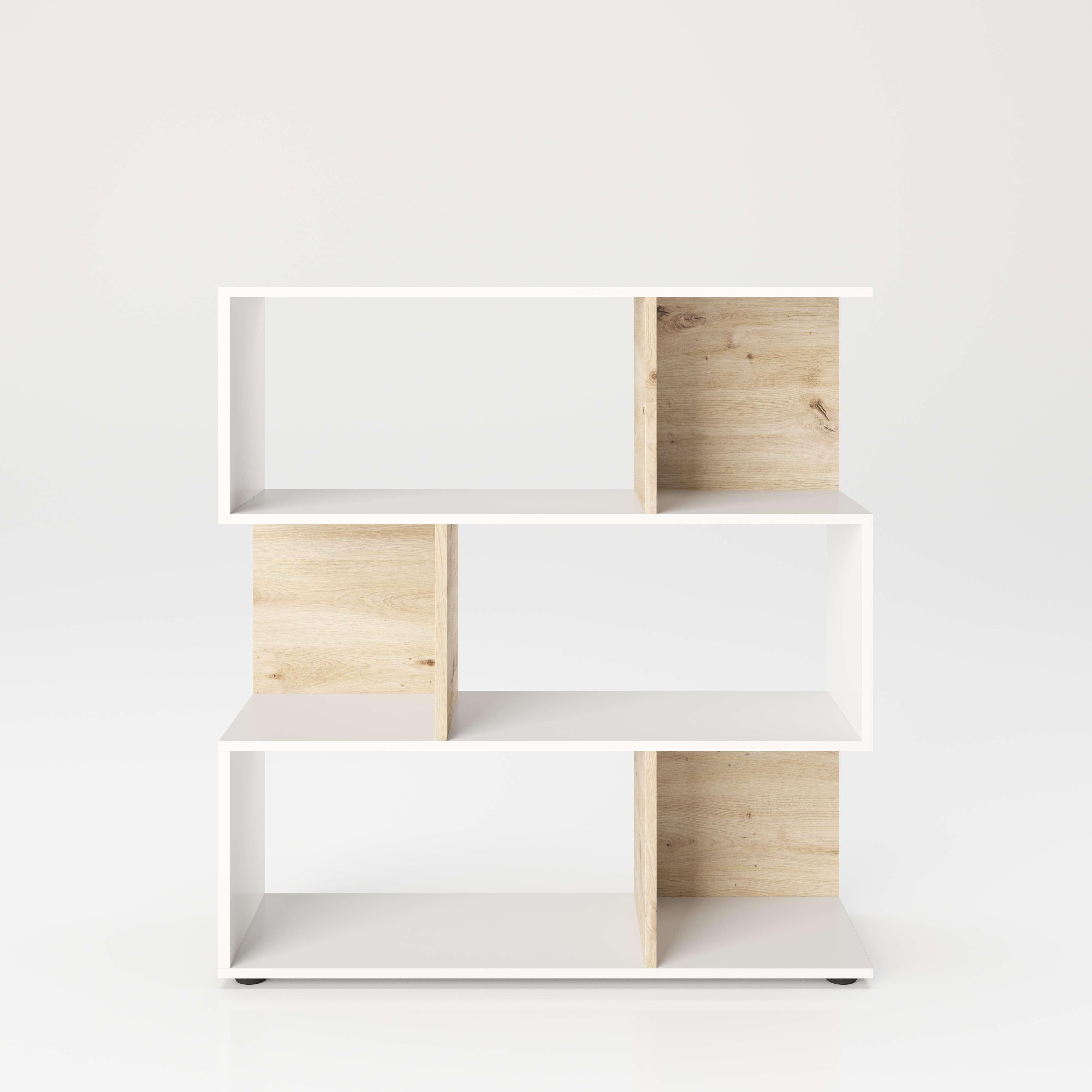 Regal Shelfy 6 Fächer ca. 103x110 cm Weiß/Eiche - Weiß/Eiche Artisan, MODERN, Holzwerkstoff (103/110/36cm) - MID.YOU