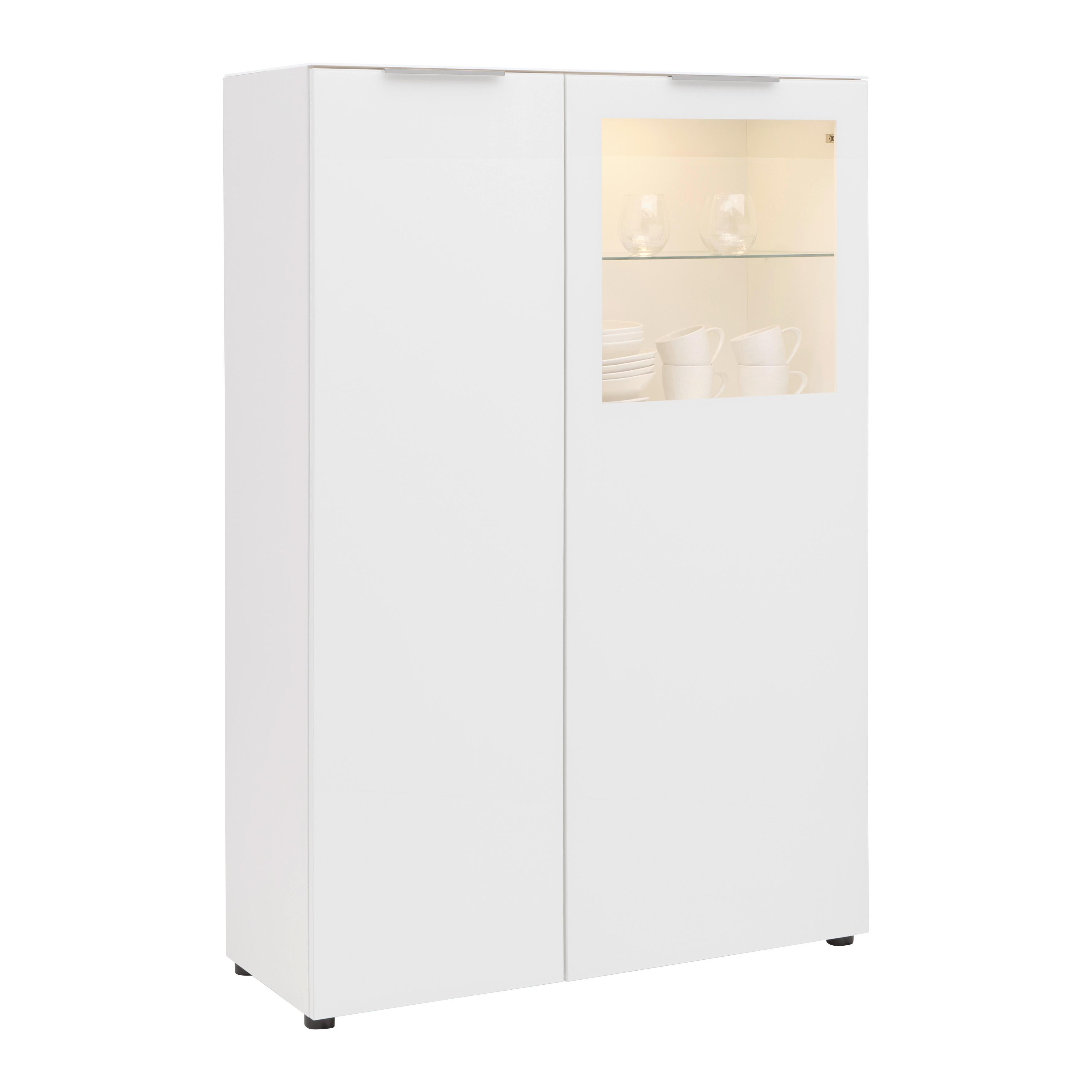 Vitrine Siena Weiß - Chromfarben/Schwarz, MODERN, Glas/Holzwerkstoff (105/151/40cm) - Premium Living