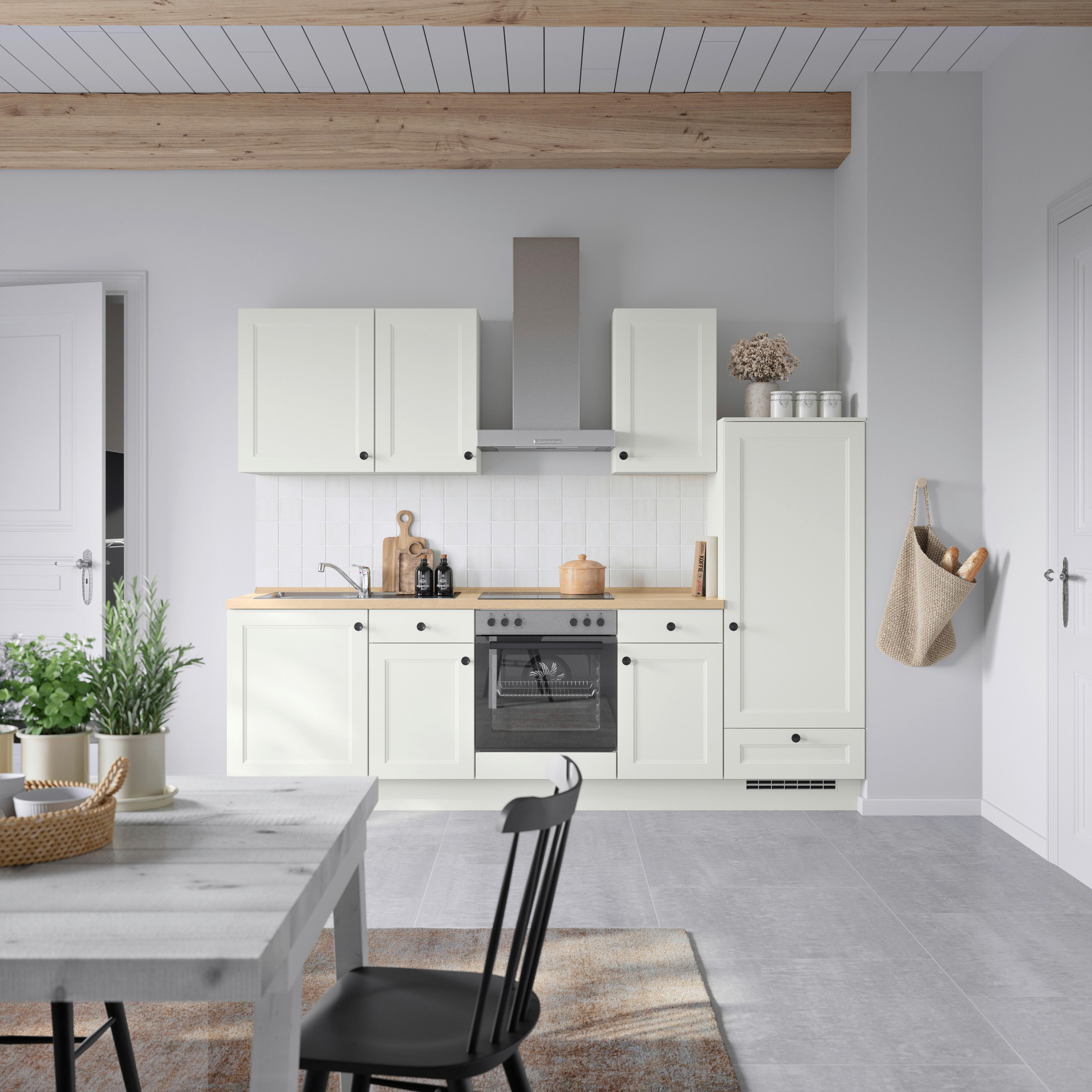 Küchenblock Cascada Low m. Geräten Weiß - Eichefarben/Schwarz, MODERN, Holzwerkstoff/Metall (270cm) - Nobilia