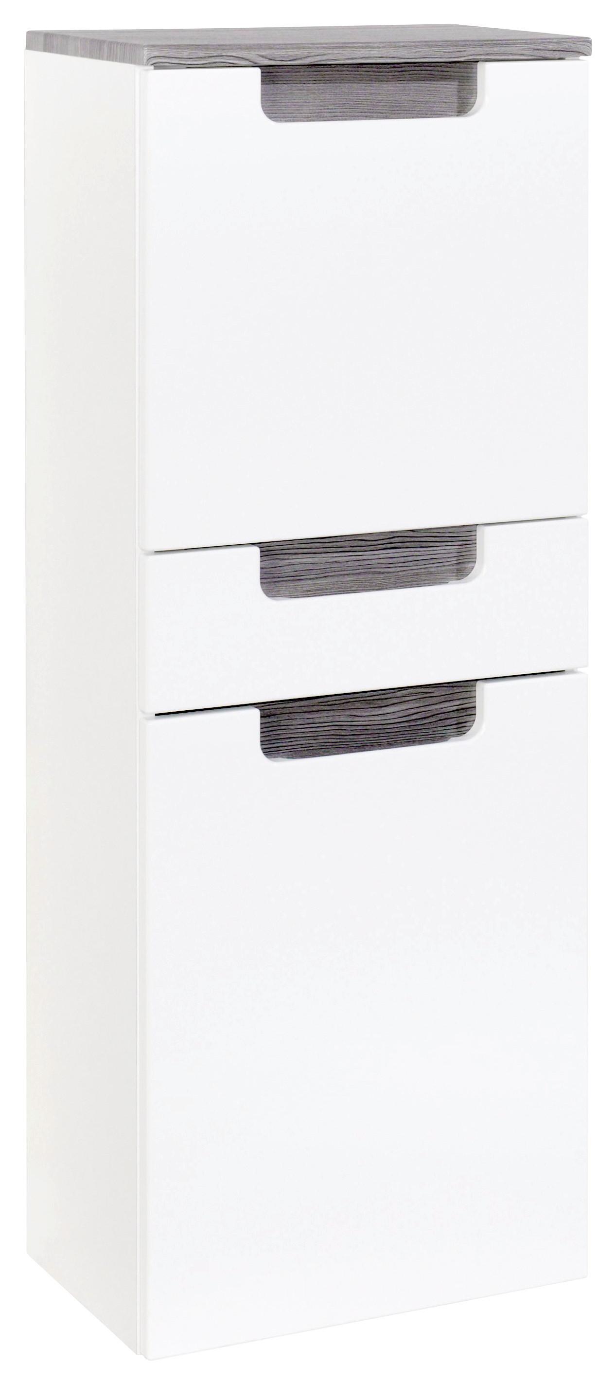 Midischrank in Weiss/ Eichefarbe 'Siena' - Weiß/Silbereichenfarben, MODERN, Holzwerkstoff (40/105/27cm) - Held