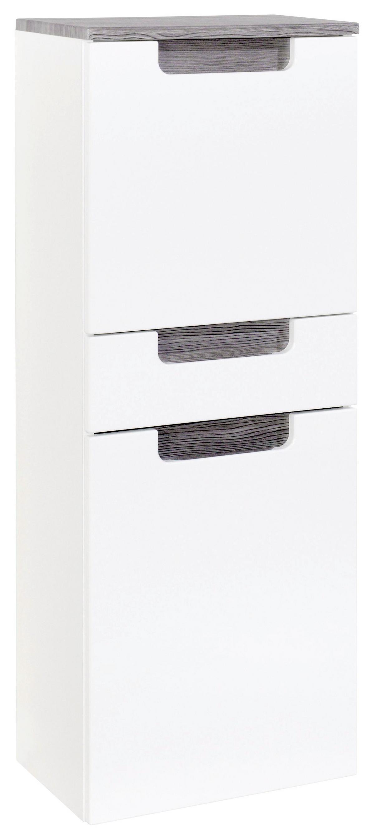 Midischrank in Weiss/ Eichefarbe 'Siena' - Weiß/Silbereichenfarben, MODERN, Holzwerkstoff (40/105/27cm) - Held