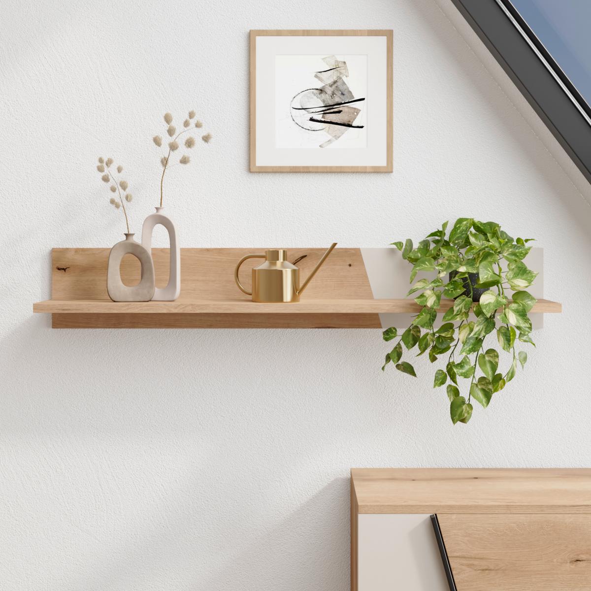 Zidna Polica Venedig New - kašmir/boje hrasta, Moderno, drvni materijal (140/23/22cm) - Modern Living