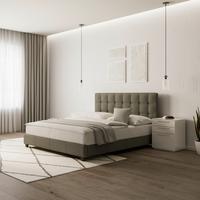 Kárpitozott Ágykeret Frecerico - világosszürke/fekete, Modern, faalapú anyag/textil (180/200cm) - Bessagi Home