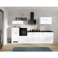 Küchenblock inkl. 5 E-Geräte IP4050 Weiß Hochglanz - Weiß Hochglanz/Schwarz, Trend, Holzwerkstoff/Metall (320cm) - Impuls