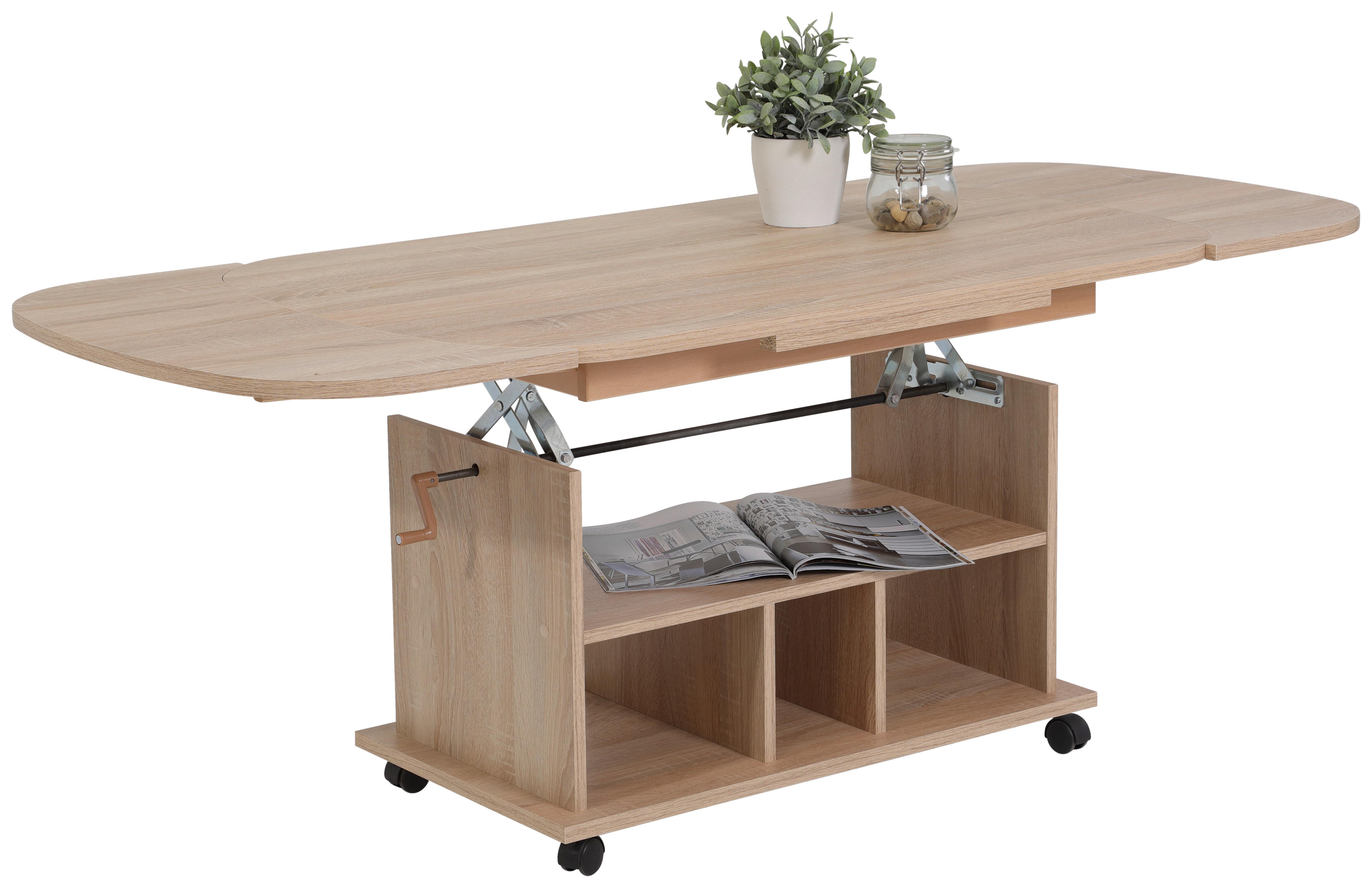 Couchtisch ausziehbar Babsi Eiche Dekor - Sonoma Eiche, MODERN, Holzwerkstoff/Kunststoff (107-157/67/53-63cm) - MID.YOU