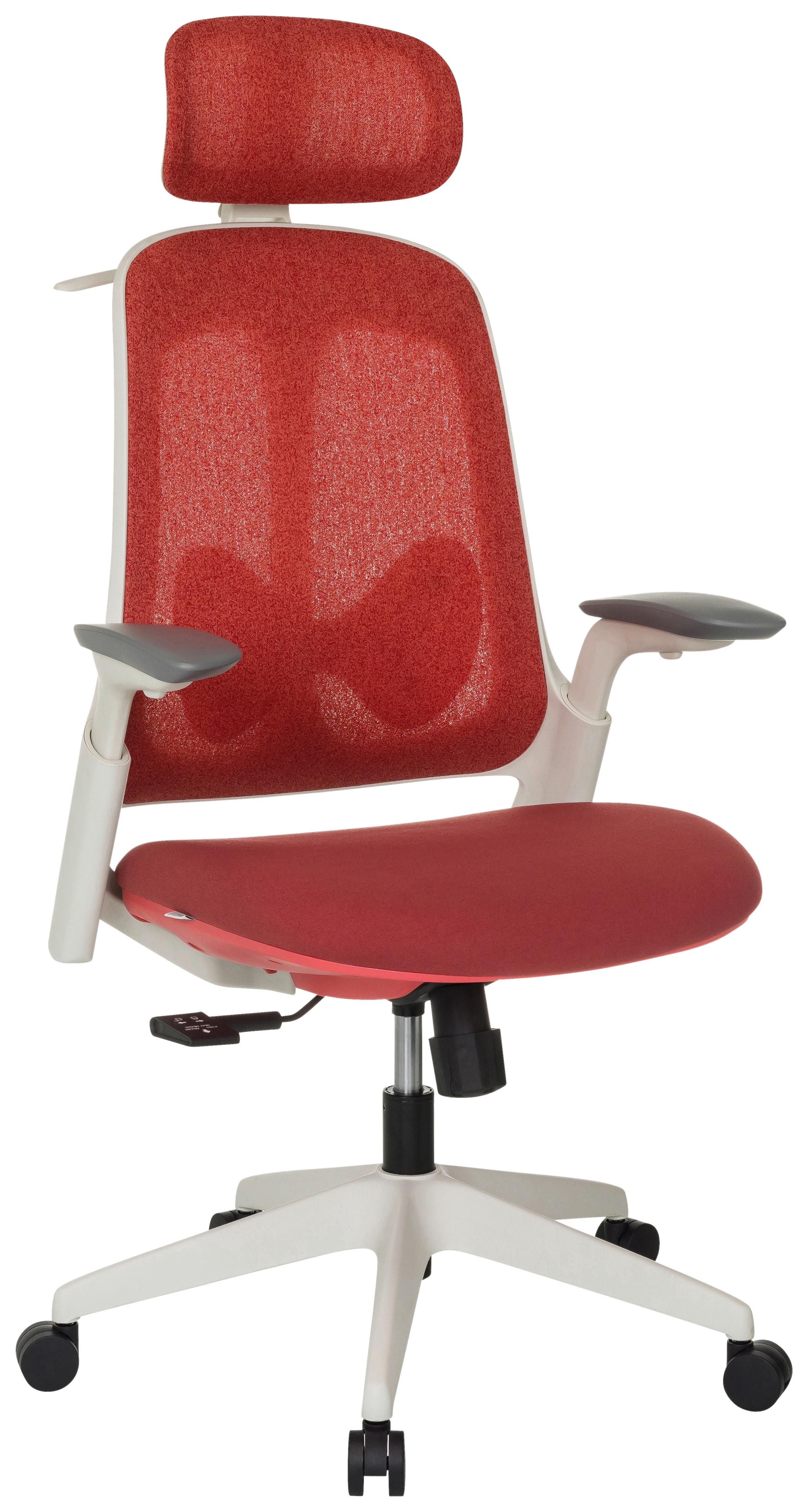 Pisarniški Stol Arceo Wf, Rdeča - rdeča/bela, Moderno, umetna masa/tekstil (66/115-131/66cm) - MID.YOU