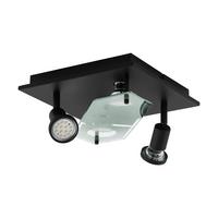 Led-wandleuchte Cabo 2 Schwarz - Klar/Schwarz, Basics, Glas/Metall (25/25/10cm) - Eglo
