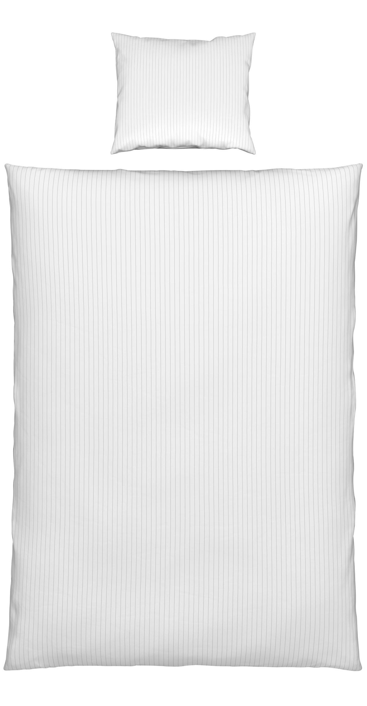 BETTWÄSCHESET TWILL STREIF - Weiss/Hellgrau, Modern, Textil (160/210cm) - Mömax