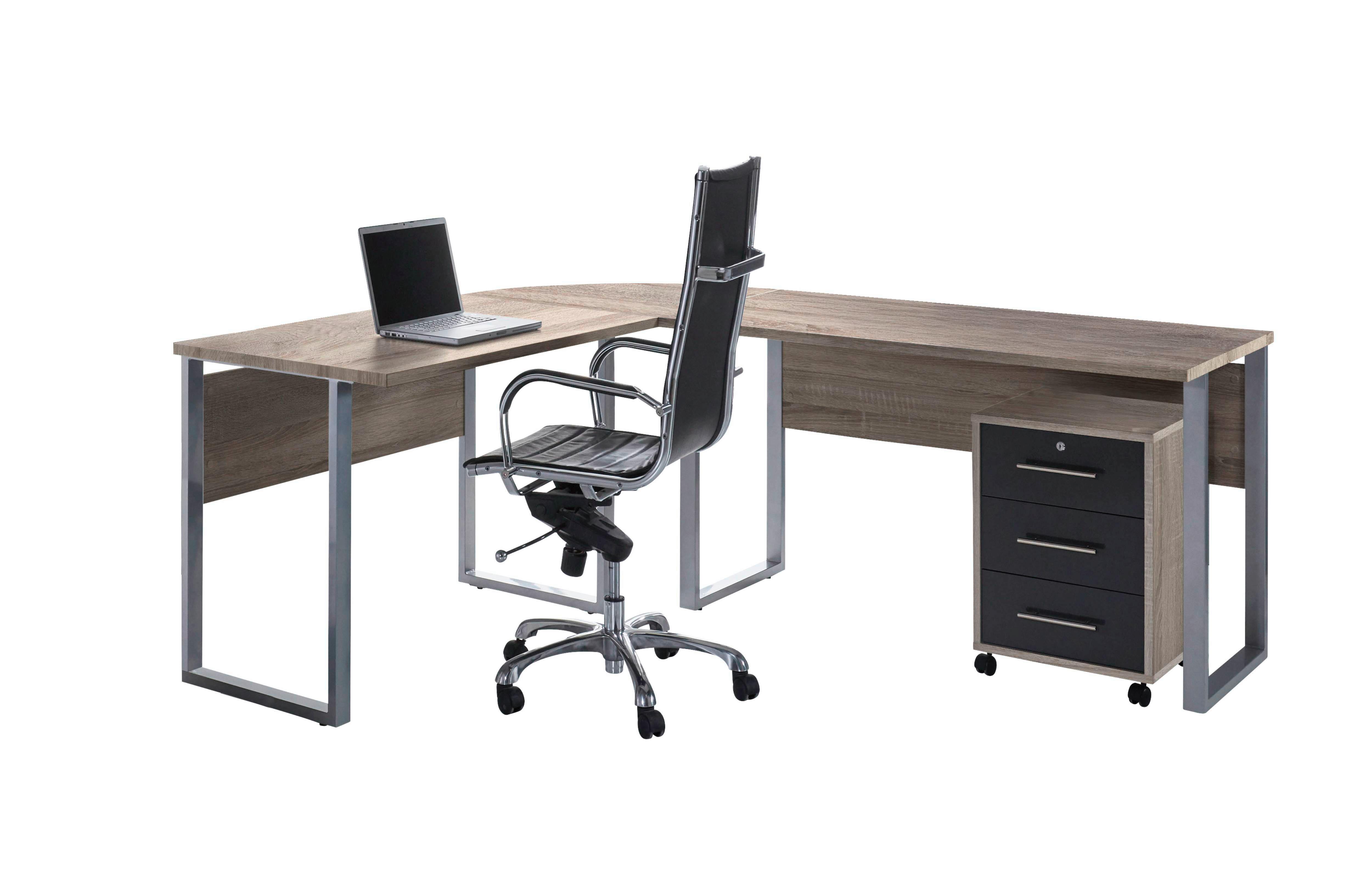 Büro Office Edition Set 0 Sonoma Eiche/Anthrazit, 2-tlg - Anthrazit Hochglanz/Sonoma Eiche, MODERN, Holzwerkstoff - MID.YOU