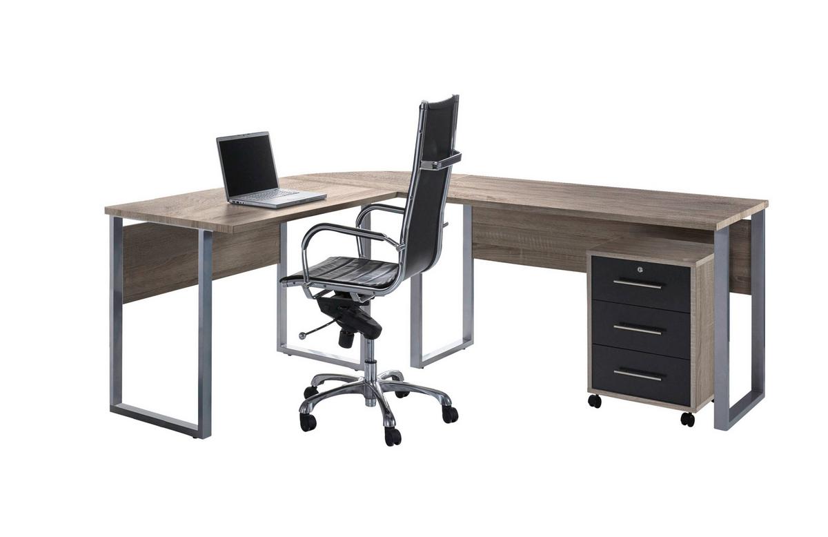 Büro Office Edition Set 7 Sonoma Eiche/Anthrazit - Anthrazit Hochglanz/Sonoma Eiche, MODERN, Holzwerkstoff - MID.YOU