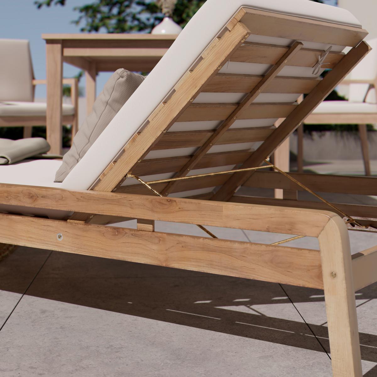 Gartenliege Ella in Naturfarben - Weiss/Naturfarben, Natur, Holz (68/30/200cm) - Mömax