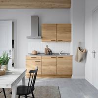 Küchenblock Structura Low m. Geräten Eiche - Schieferfarben/Eichefarben, MODERN, Holzwerkstoff/Metall (180cm) - Nobilia