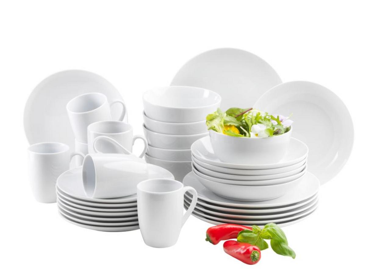Kombiservice Barca aus Porzellan, 30-teilig - Weiß, Basics, Keramik - Mäser