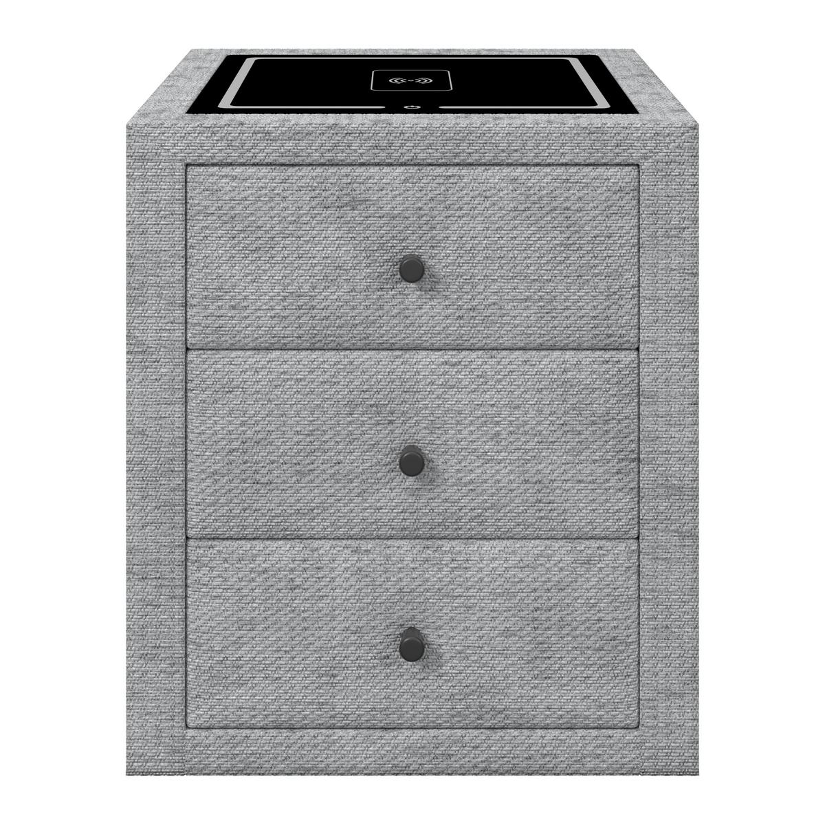 Nočna Omarica Brisbane, Siva, Z Brezžičnim Polnjenjem - črna/siva, Trend, umetna masa/steklo (49,5/56,5/46cm) - Premium Living
