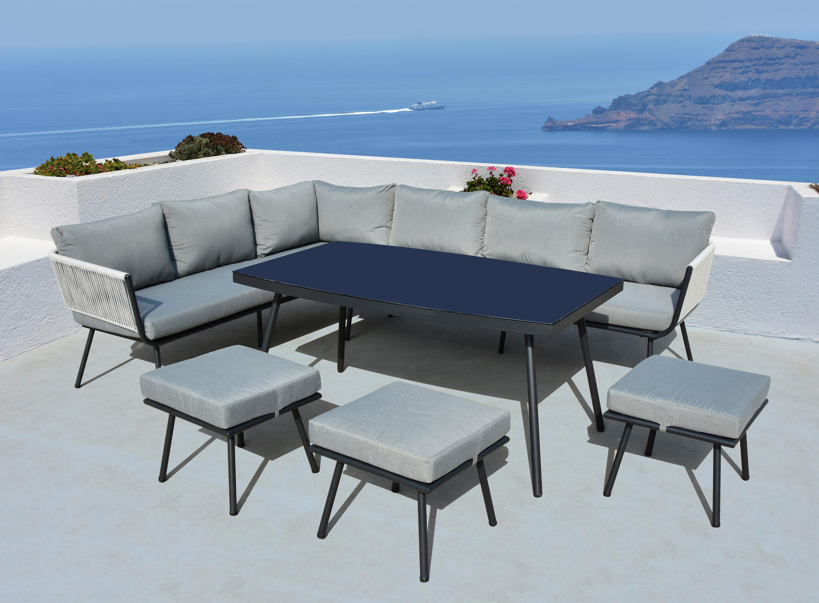 LOUNGEGARNITUR MICHAEL -INT- - Grau, Modern, Glas/Textil (252/65/203cm) - Mömax