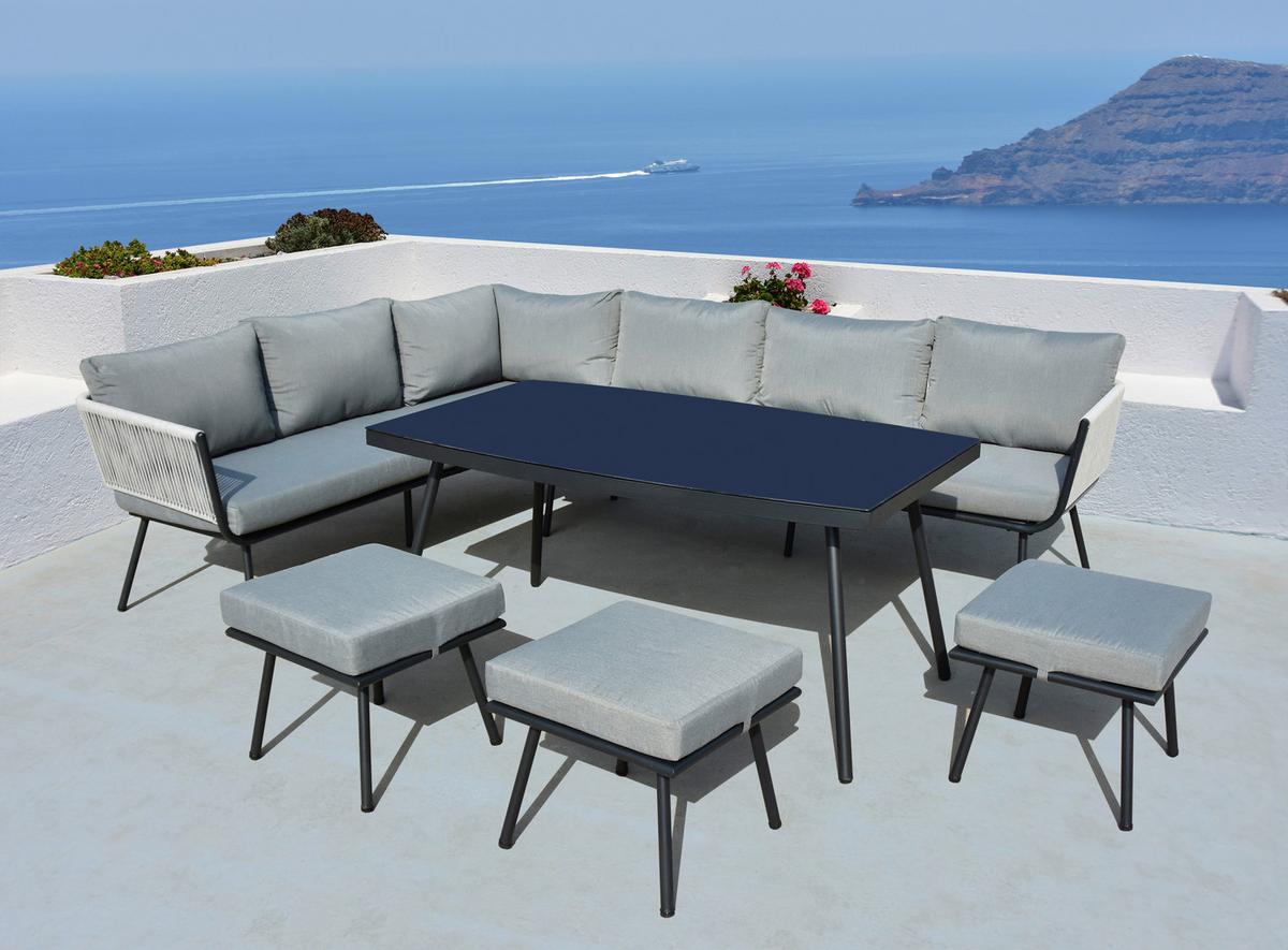 LOUNGEGARNITUR MICHAEL -INT- - Grau, Modern, Glas/Textil (252/65/203cm) - Mömax