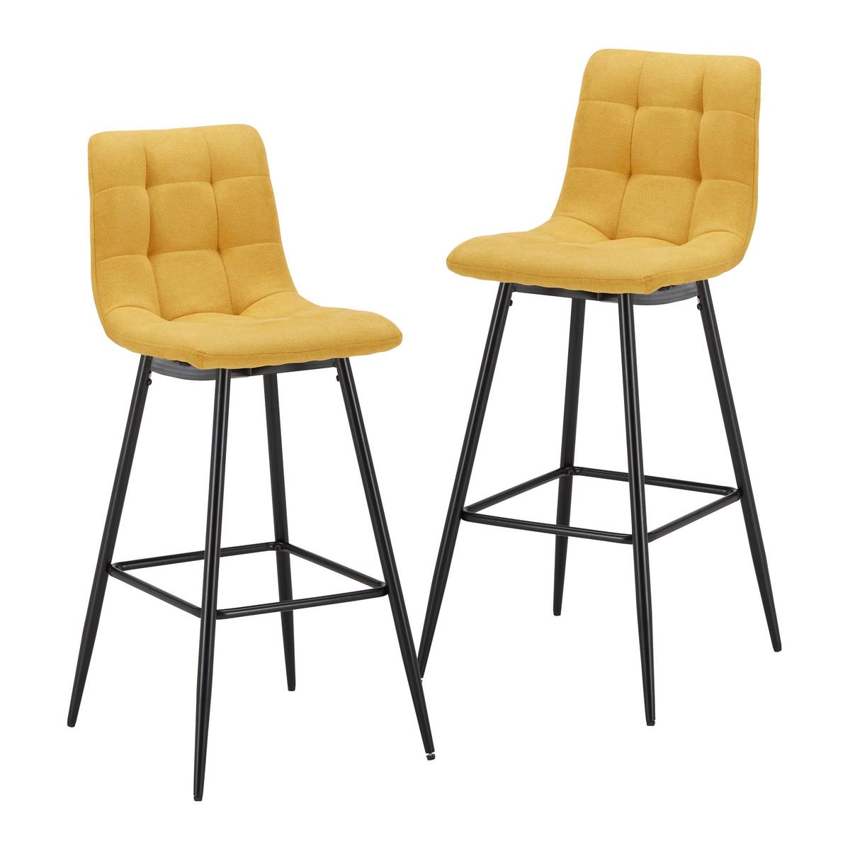 ZESTAW STOŁKÓW BAROWYCH LUKA - czarny/żółty, Modern, metal/drewno (42,5/100/49cm) - Bessagi Home