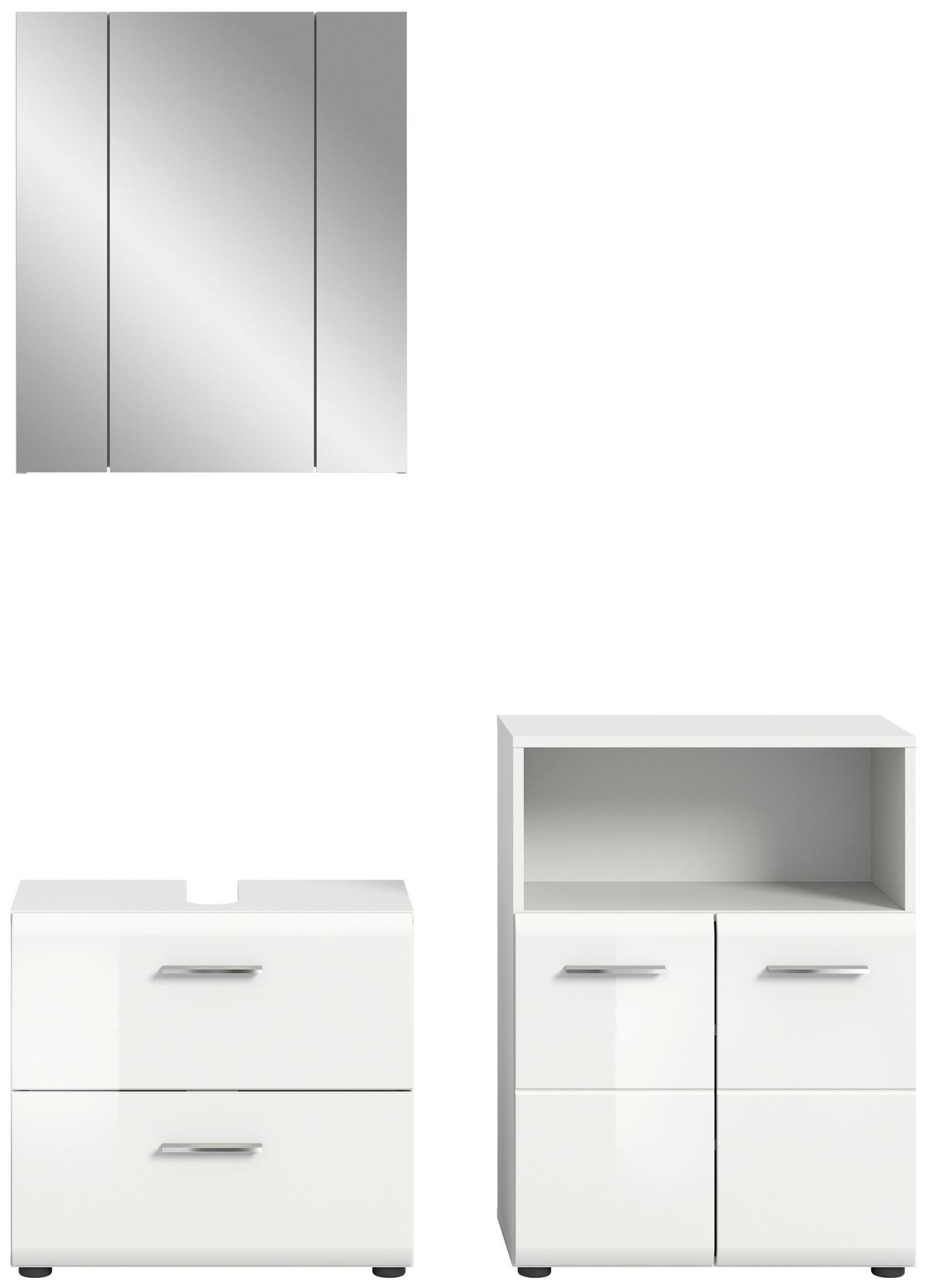 Kopalnica Ice, Bela - srebrne barve/črna, Moderno, umetna masa/steklo (120cm) - MID.YOU