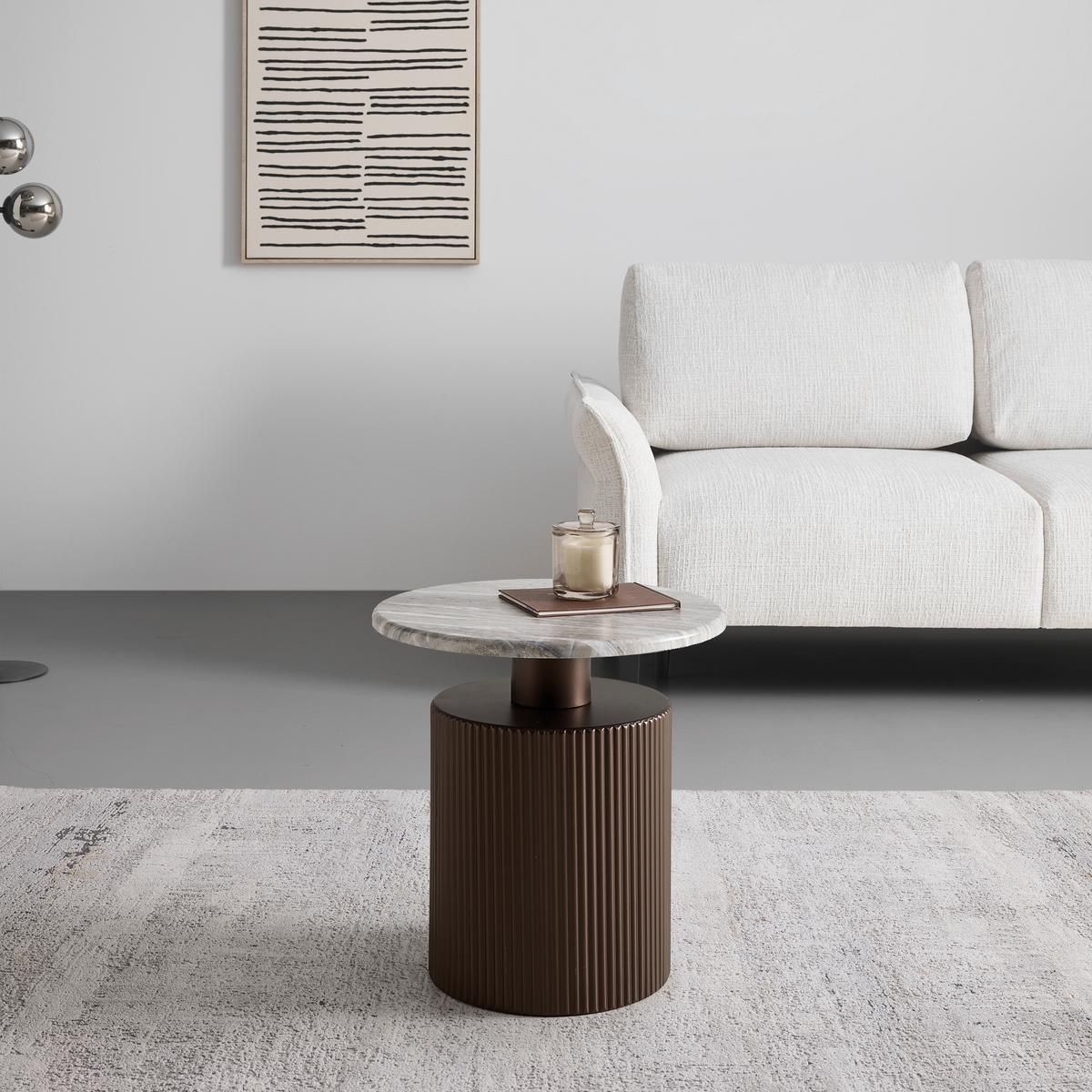 Beistelltisch Solco Naturfarben/Bronzefarben - Naturfarben/Bronzefarben, LIFESTYLE, Holzwerkstoff/Metall (44/46cm) - Premium Living