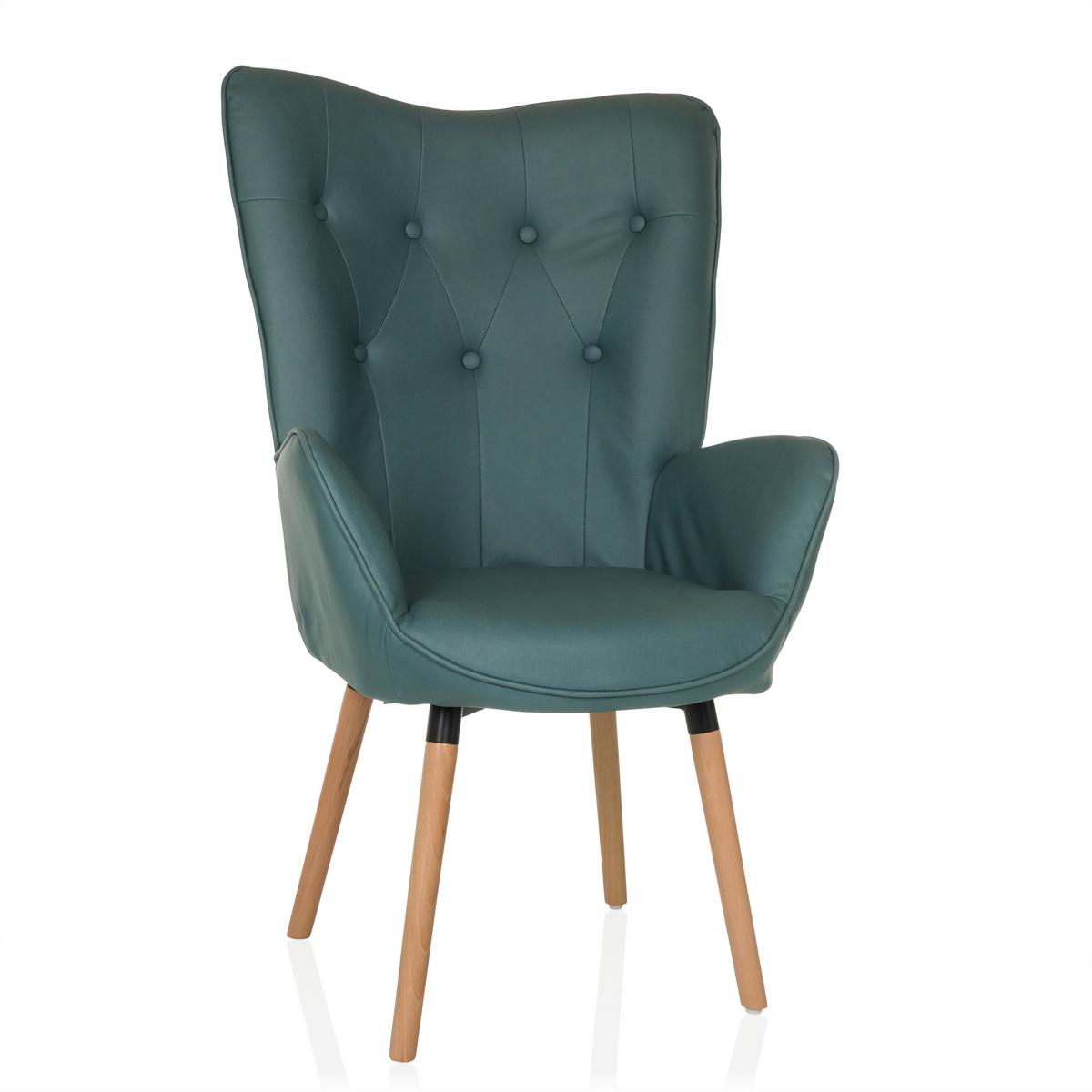 Fotelj Havenio I, Metino Zelena - barve bukve/metino zelena, Moderno, tekstil/les (70/106/75cm) - MID.YOU