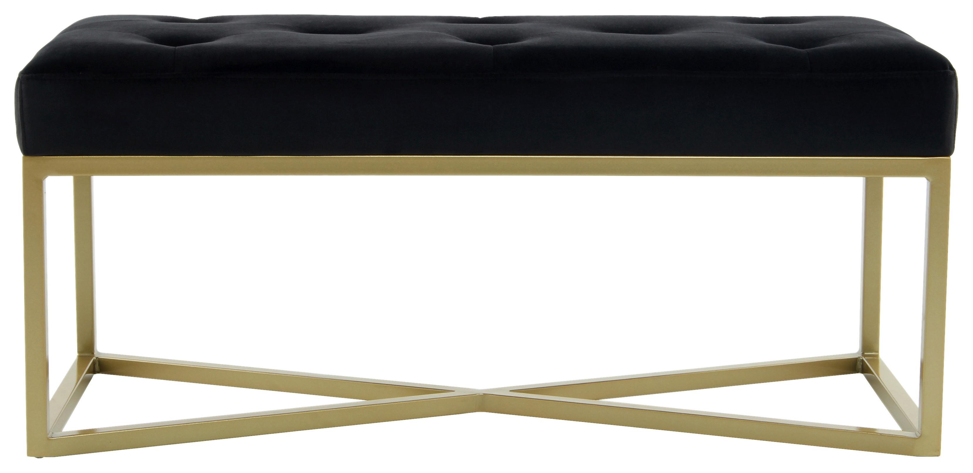 SITZBANK DIAZ 100 SCHWARZ / GOLD - Goldfarben/Schwarz, Design, Holzwerkstoff/Textil (40/40/90cm) - Kayoom