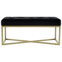 SITZBANK DIAZ 100 SCHWARZ / GOLD - Goldfarben/Schwarz, Design, Holzwerkstoff/Textil (40/40/90cm) - Kayoom