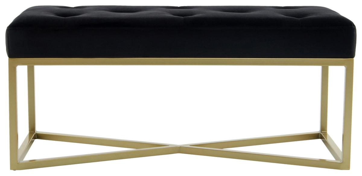 SITZBANK DIAZ 100 SCHWARZ / GOLD - Goldfarben/Schwarz, Design, Holzwerkstoff/Textil (40/40/90cm) - Kayoom