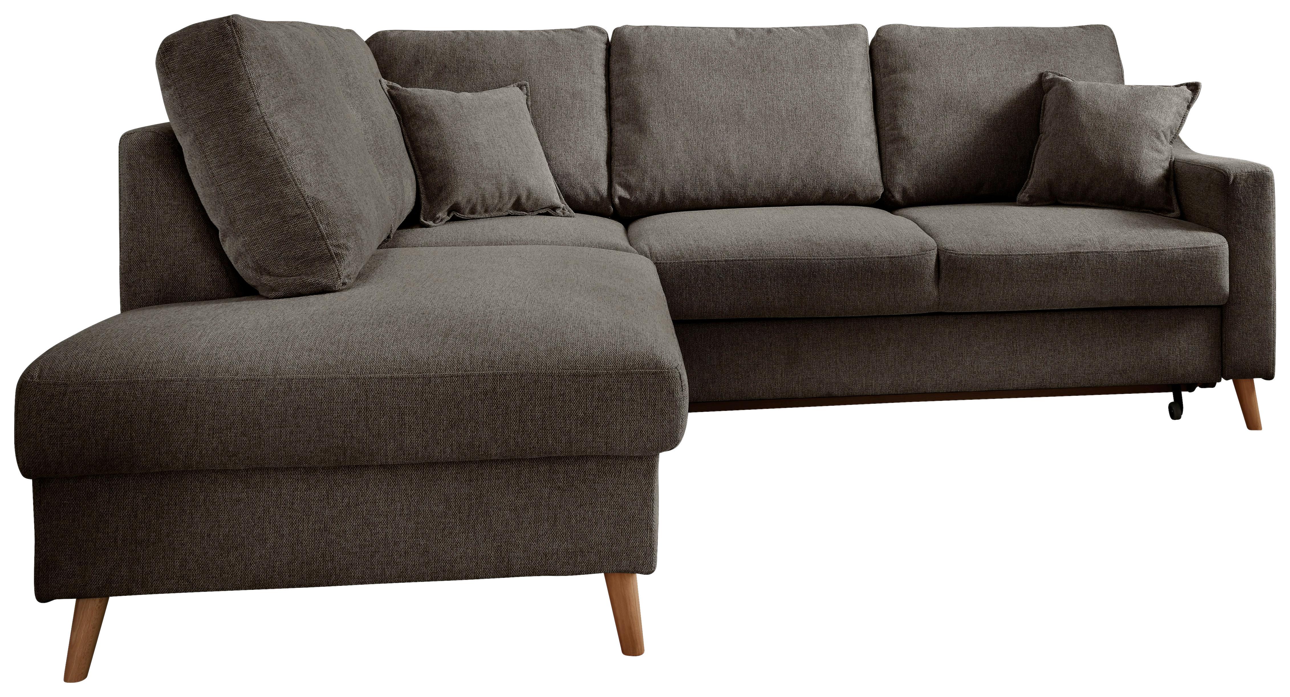 Wohnlandschaft Valentina Braun Struktur - Braun/Naturfarben, KONVENTIONELL, Holz/Textil (200/230cm) - P & B