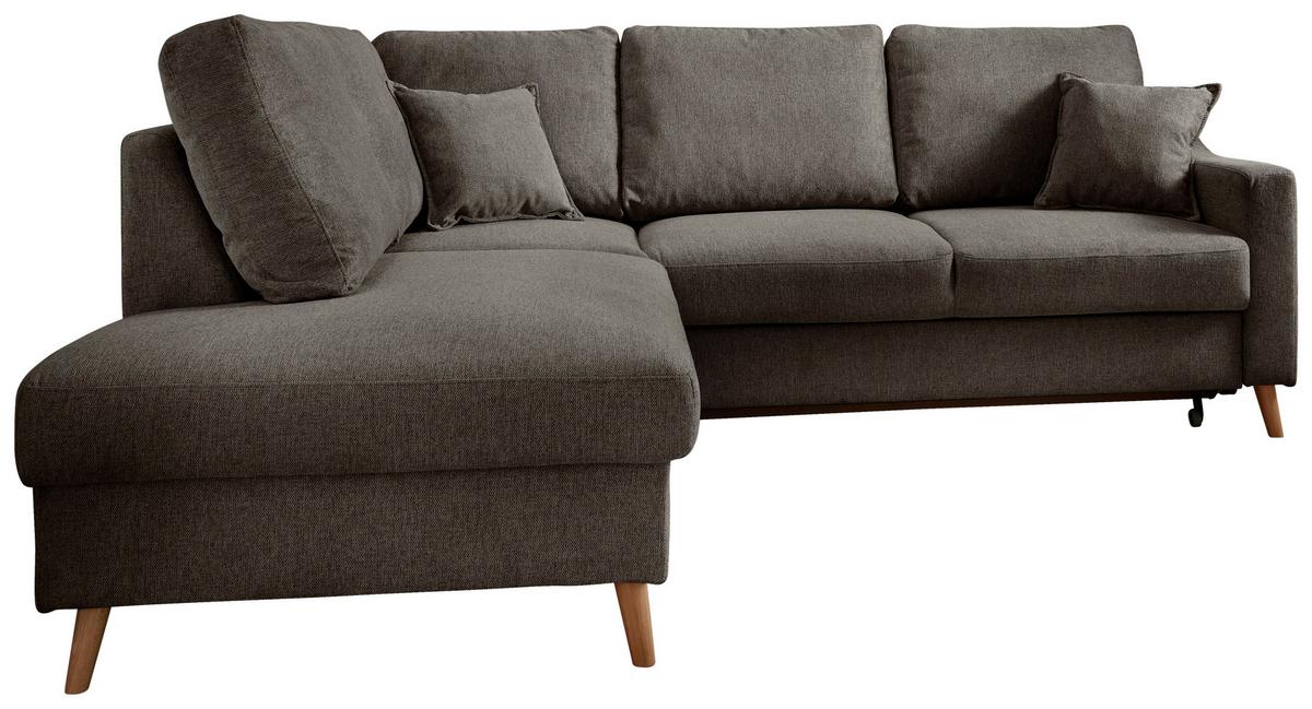 Wohnlandschaft Valentina Braun Struktur - Braun/Naturfarben, KONVENTIONELL, Holz/Textil (200/230cm) - P & B