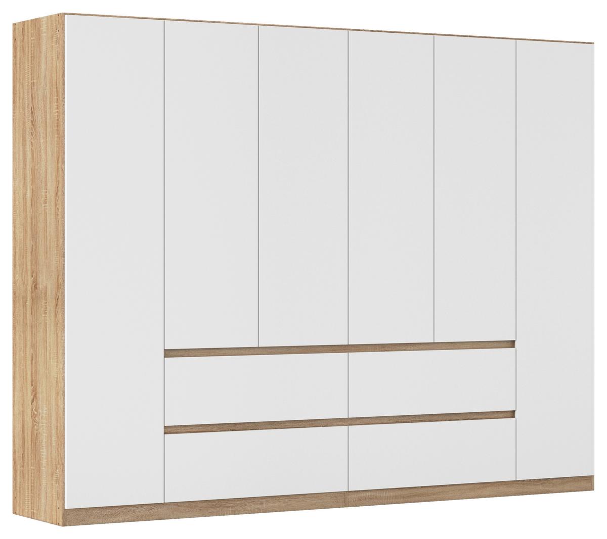 DULAP  USI ROTATIVE MAINZ - alb/culoare lemn stejar, Basics, material pe bază de lemn (271/210/54cm) - Modern Living