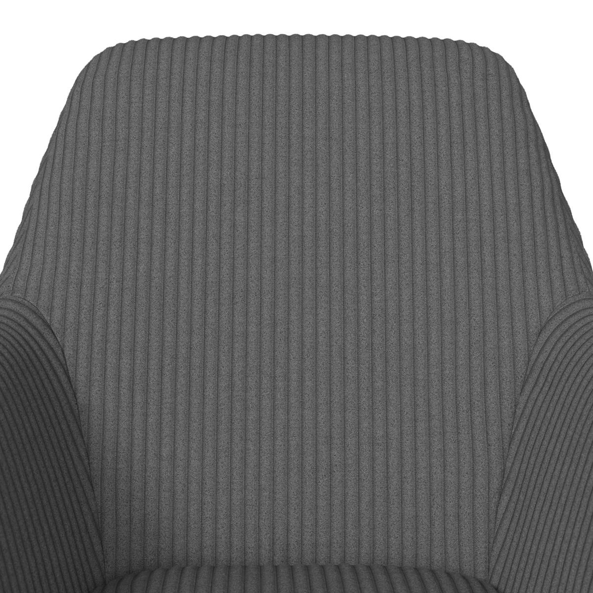 Armlehnstuhl Alani Grau Cord Gepolstert - Schwarz/Grau, MODERN, Textil/Metall (60/58/86cm) - Bessagi Home