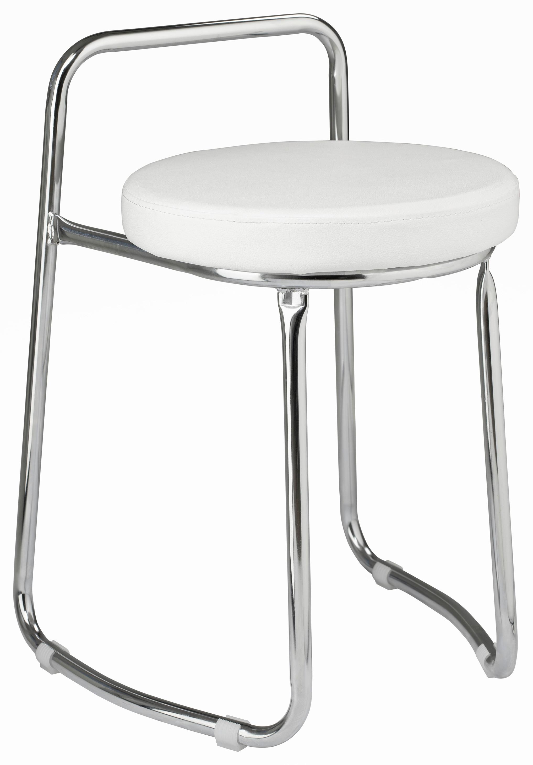 STOŁEK KĄPIELOWY SAM - biały/kolor chromowy, Basics, metal/tkanina (43/61/40cm)
