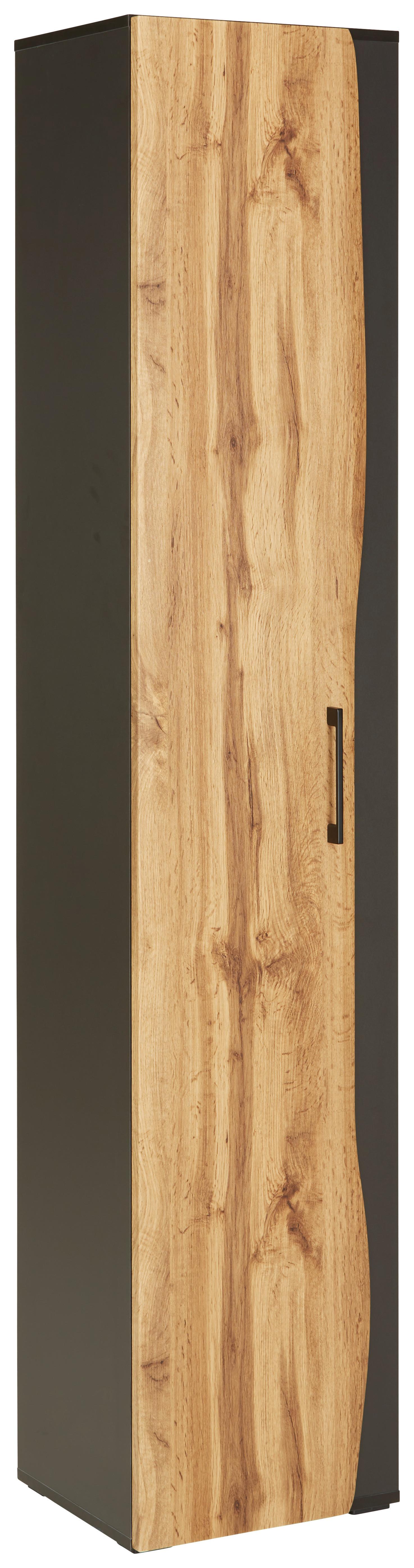 Hochschrank in Eichefarben/Grau - MODERN, Holzwerkstoff/Kunststoff (40/194/35cm) - Premium Living