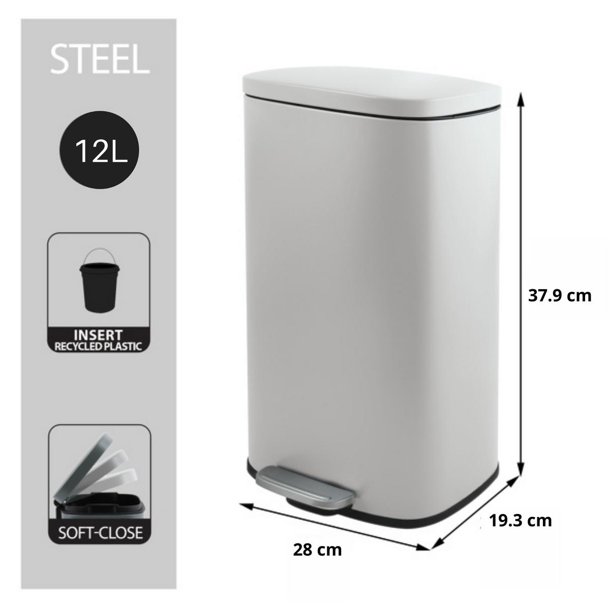Treteimer Akira Matt-White - Weiss/Schwarz, Basics, Kunststoff/Metall (28/19,3/37,9cm) - Spirella