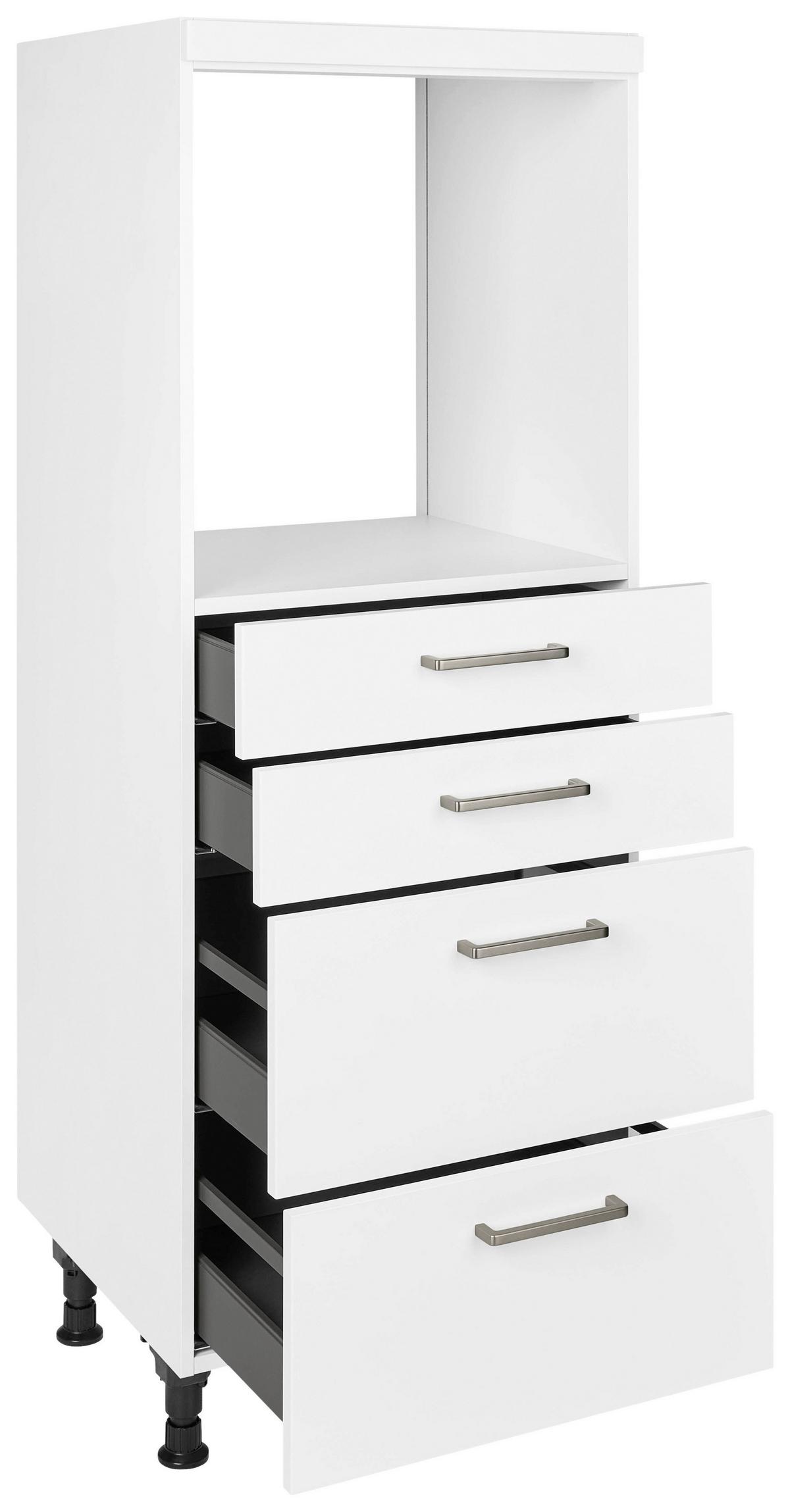 Geräteumbauschrank Touch Weiß - Edelstahlfarben/Hellgrau, MODERN, Holzwerkstoff/Metall (60/168/58cm) - Nobilia