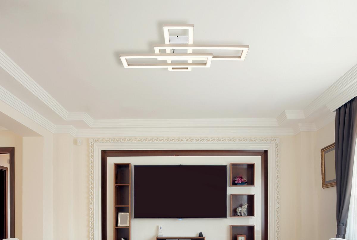 Led Stropna Svjetiljka Wilton - bijela/boje pijeska, Design, plastika (55/40/7,5cm) - Globo