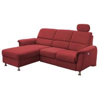 Ecksofa Parole Rot USB Anschluss Mikrof. - Chromfarben/Rot, MODERN, Textil/Metall (165/231cm) - Livetastic