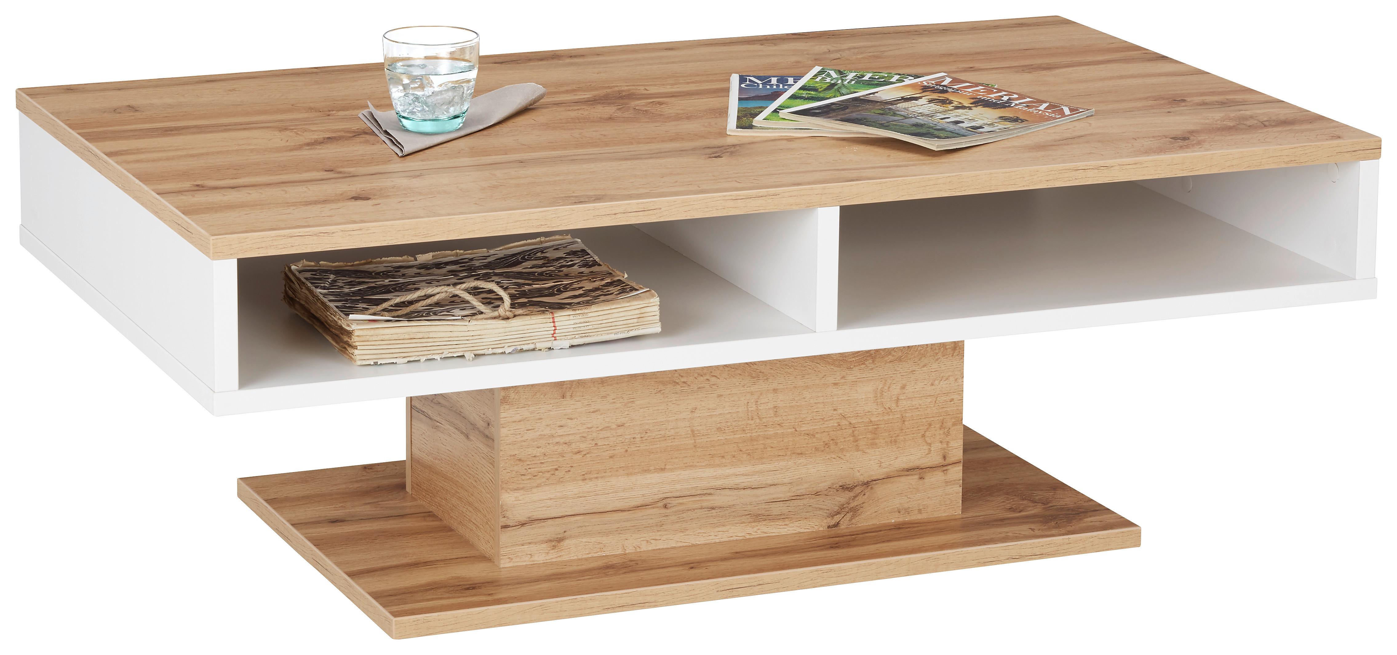Couchtisch in Eichefarben - Eichefarben/Weiß, MODERN, Holzwerkstoff (120/43/70cm) - Modern Living