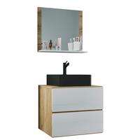 BADEZIMMER LENDAS BL M - Honigeiche/Weiss, Modern, Glas/Keramik (61cm) - MID.YOU