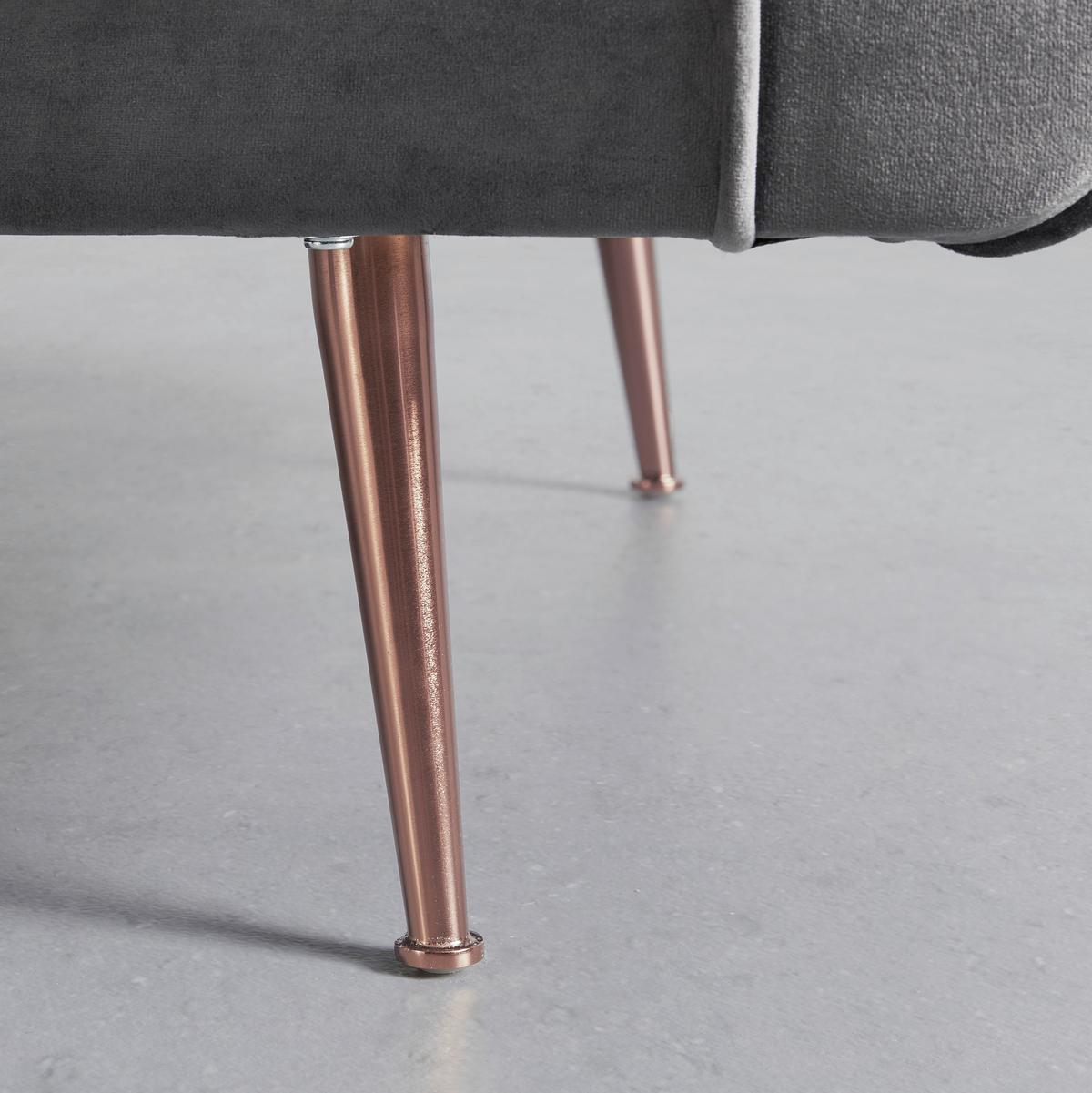 Sofa LUIS grau Samt - Roségold/Grau, Modern, Holz/Textil (225/87/87cm) - Bessagi Home