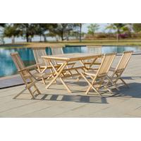 Gartentischgruppe 7-tlg. Naturfarben Teakholz - Naturfarben, Natur, Holz - Gardenson