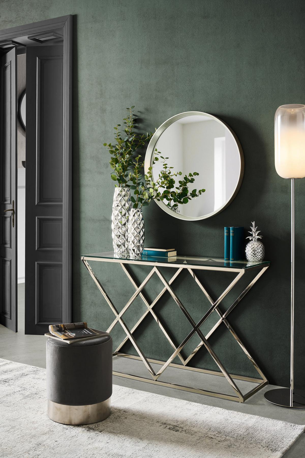 STÓŁ KONSOLA NADINE - kolor chromowy, Design, metal/szkło (120/40/78cm) - Xora