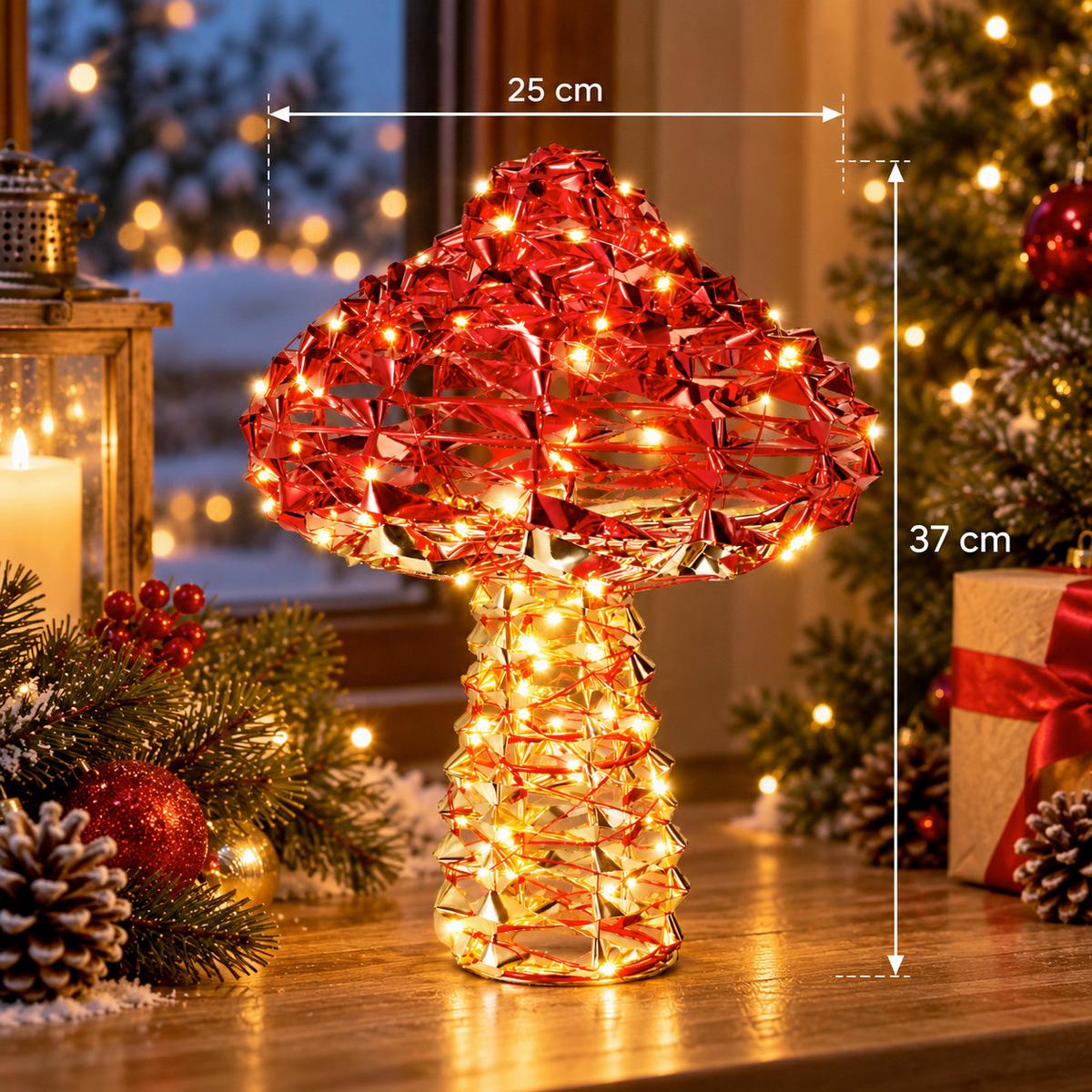 LED-Dekoleuchte Rot/Goldfarben - Rot/Goldfarben, MODERN, Metall (25/25/37cm)