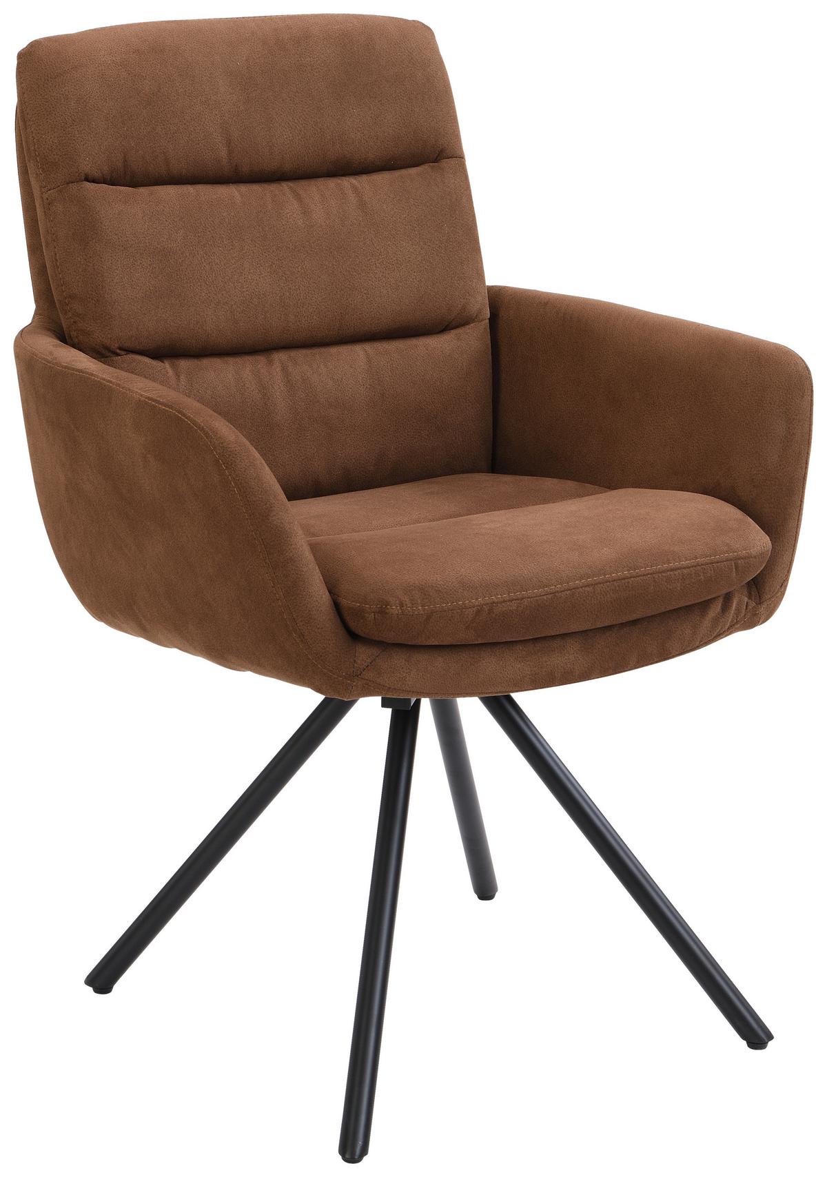 KRZESŁO Z PODŁOKIETNIKAMI SCOTTY 2.0 -EXKLUSIV- - czarny/koniak, Design, metal/tkanina (62/89/65cm) - Cantus