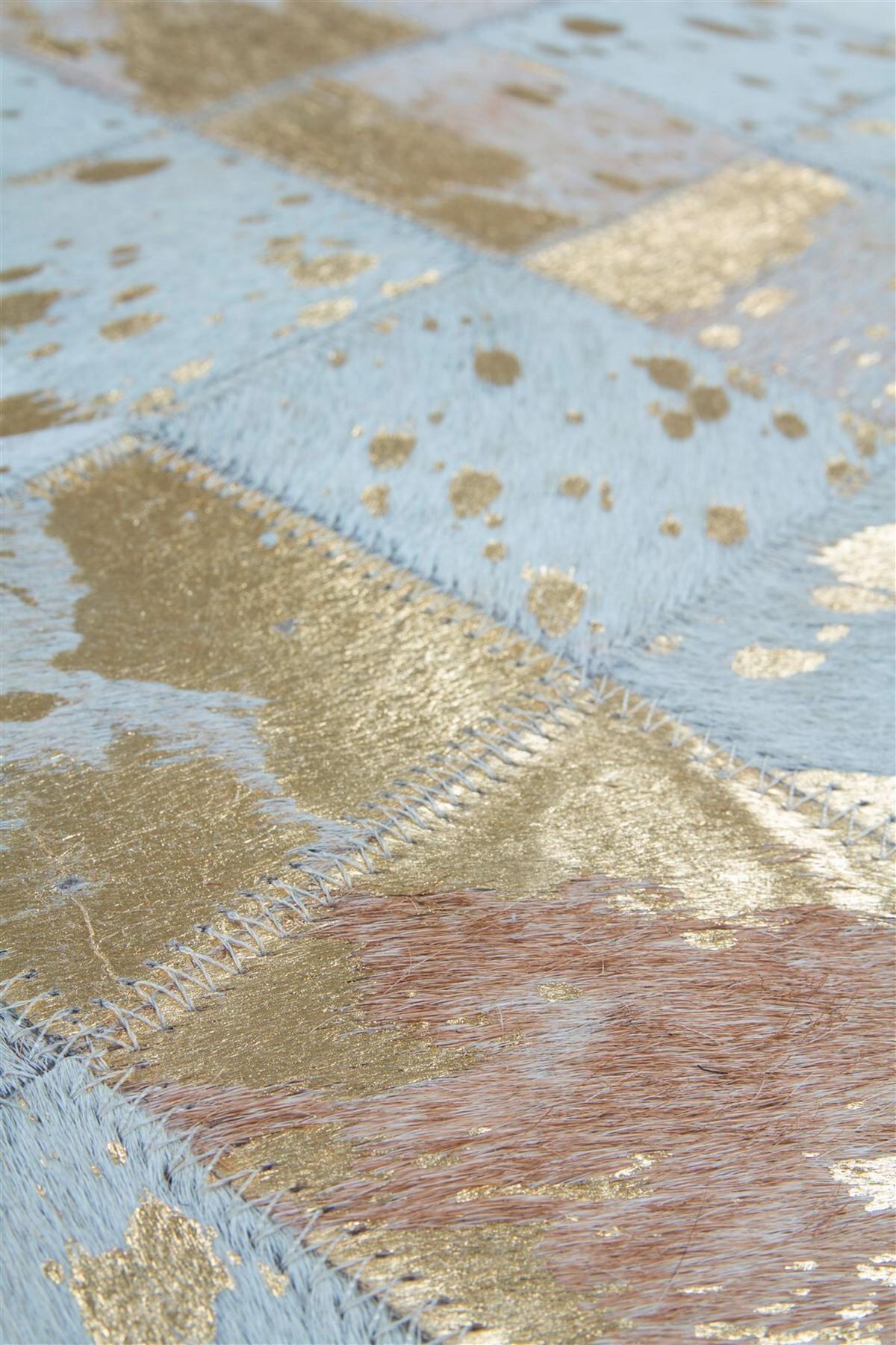 FLACHWEBETEPPICH LAVISH 210 ELFENBEIN / GOLD - Goldfarben/Creme, Basics, Leder (80/150cm) - Kayoom