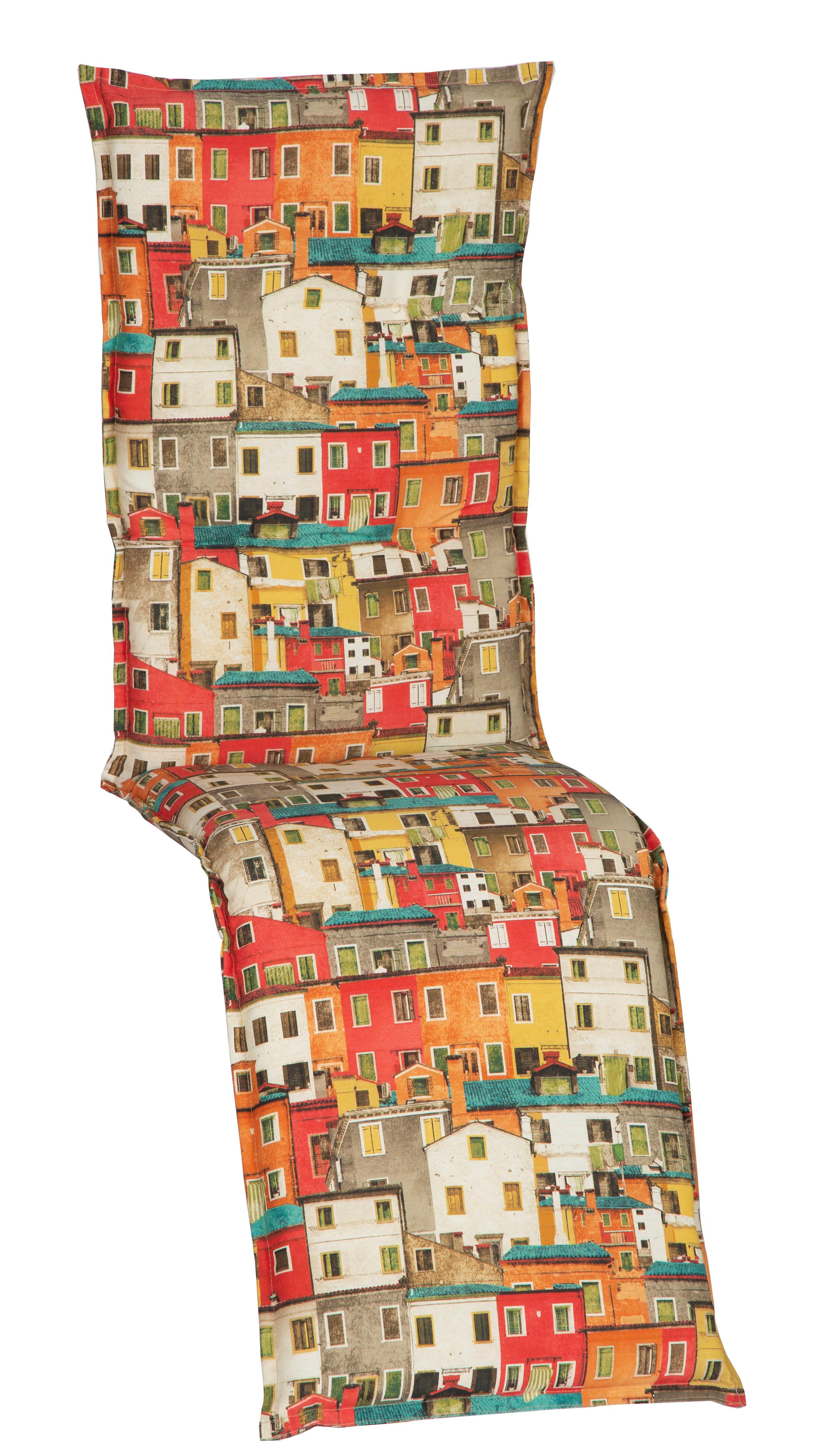 Relaxsesselauflage Tours ca. 170x46 cm Häuser - Rot/Orange, Design, Textil (170/46/8cm) - Gardenson