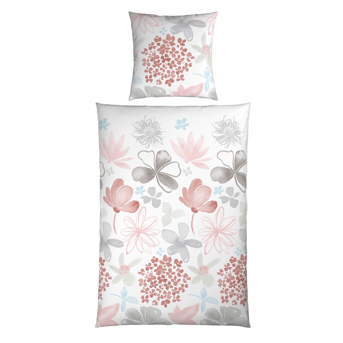 Bettwäsche Gundi Grau/Rosa/Weiß ca. 135x200cm - Rosa/Weiß, KONVENTIONELL, Textil (135/200cm) - Mömax