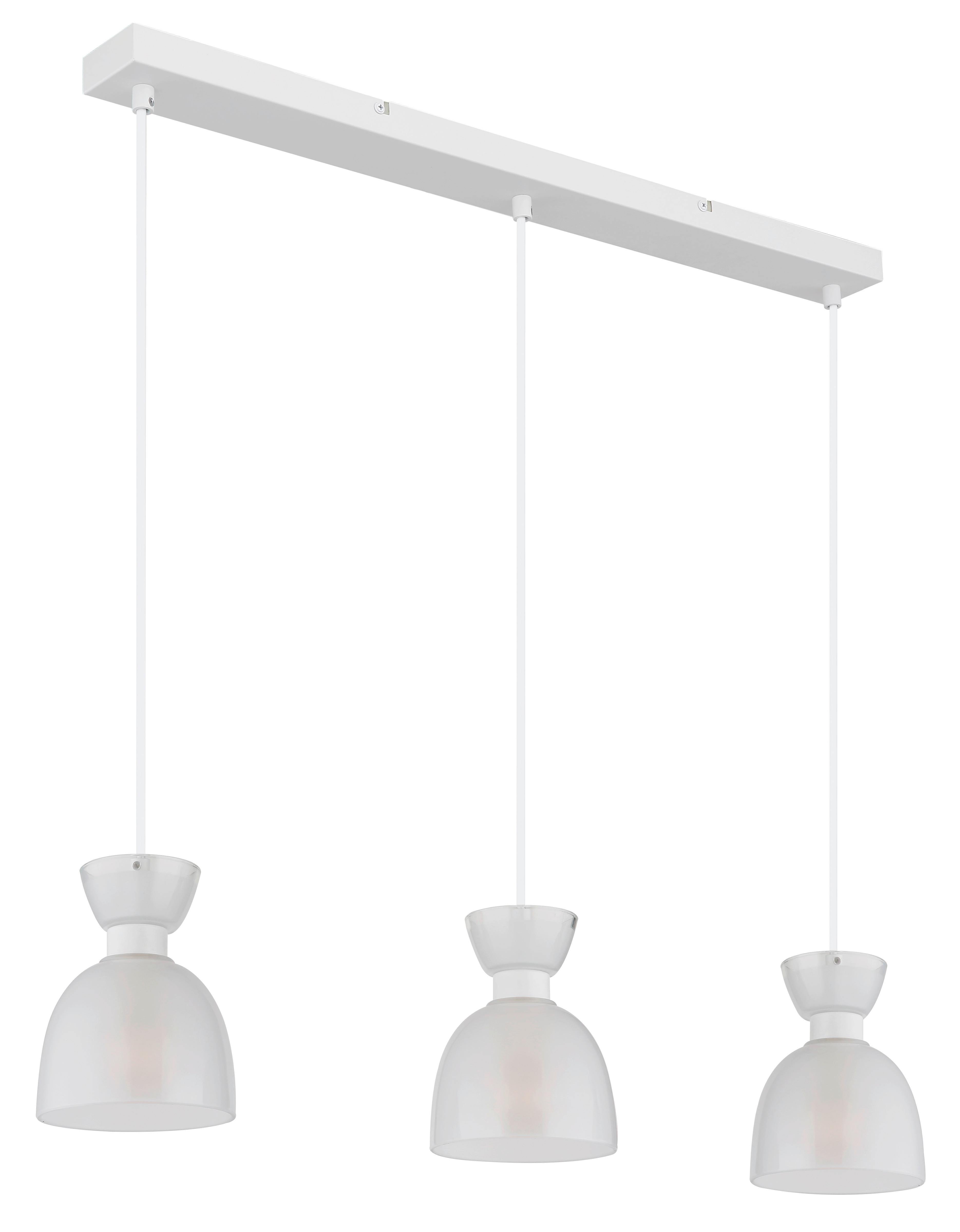 HÄNGELEUCHTE 15769W-3 MASSEY - Weiss, Design, Glas/Kunststoff (65/13/120cm) - Globo