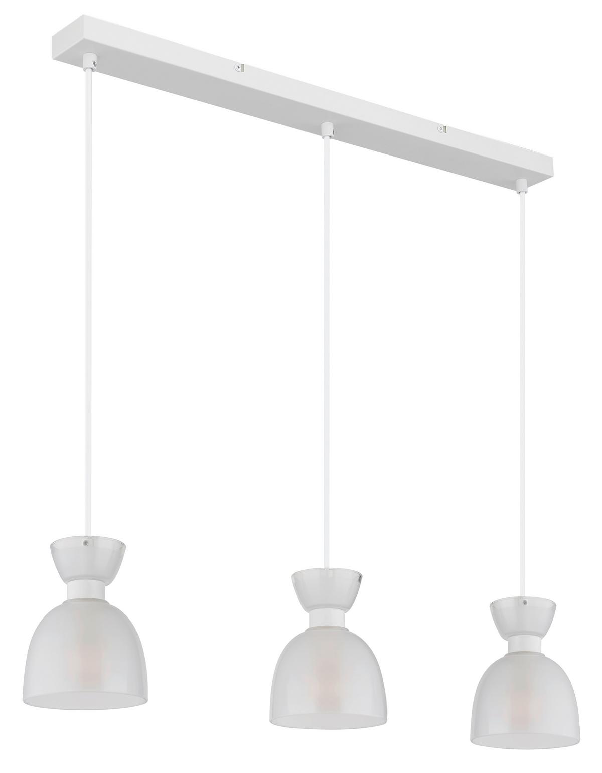 HÄNGELEUCHTE 15769W-3 MASSEY - Weiss, Design, Glas/Kunststoff (65/13/120cm) - Globo