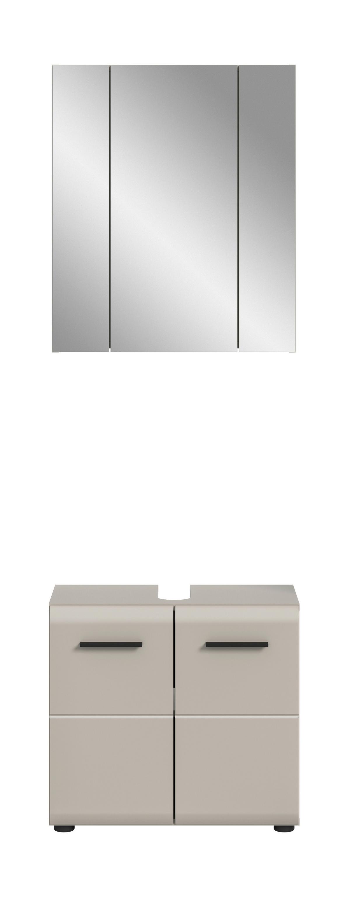 Badezimmer Ice Kaschmir 2-teilig - Kaschmir/Schwarz, Trend, Glas/Holzwerkstoff (60cm) - MID.YOU